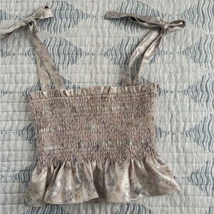 Smocked Ruffle Cami crop Top in Blush Floral